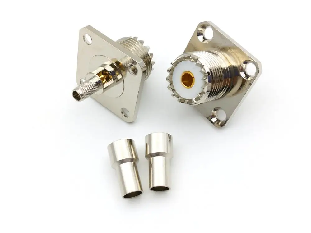 Adaptador de engarce RF para Panel de 4 orificios, accesorio de latón UHF SO239 hembra, LMR195, RG58, RG400, RG142, 10 piezas - imagen 5