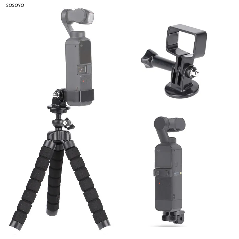 Soporte de expansión para cámara DJI OSMO Pocket, adaptador de marco fijo 1/4, trípode, palo de Selfie, conjunto de accesorios externos para cardán 1 y 2