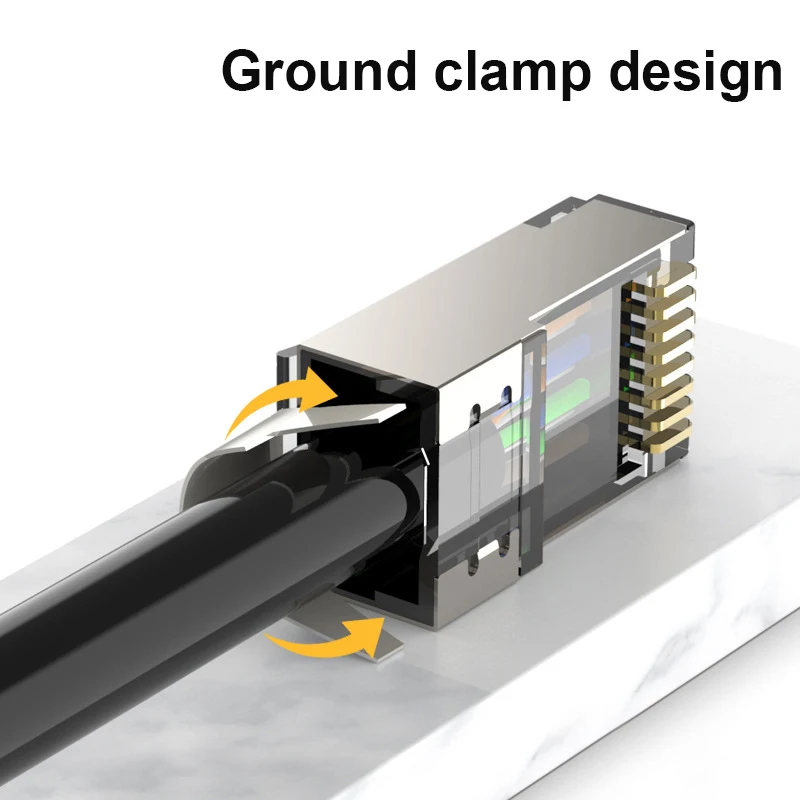 Conector 50U CAT7 RJ45 chapado en oro Cat6A blindado FTP 8P8C paso de engarzado a través del Cable de red enchufe de perforación accesorio de computadora - imagen 5