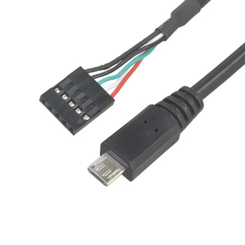 Conector Micro USB macho hembra ángulo recto DuPont - imagen 3