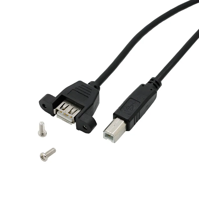 USB a impresora Cable de extensión macho tipo USB-BM a conector hembra con orificios para tornillos fijos 30 cm