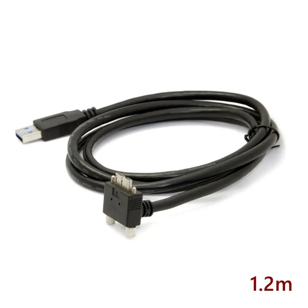 90 grados derecho, izquierdo, arriba y abajo en ángulo Micro B USB 3,0 bloqueo tornillo montaje a USB 3,0 USB3.0 tipo A cable de datos macho 1,2 m 3m 5m - imagen 2