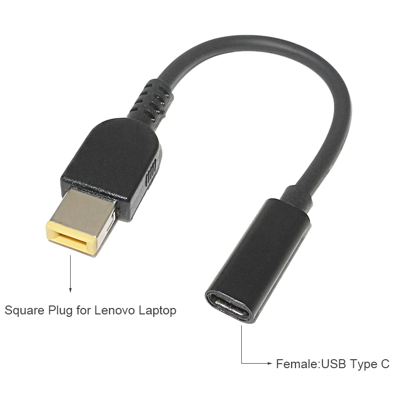 USB-C 3,1 tipo C hembra a rectángulo macho USB PD emulador disparador adaptador de corriente CC en ángulo convertidor para Lenovo Thinkpad Laptop - imagen 3