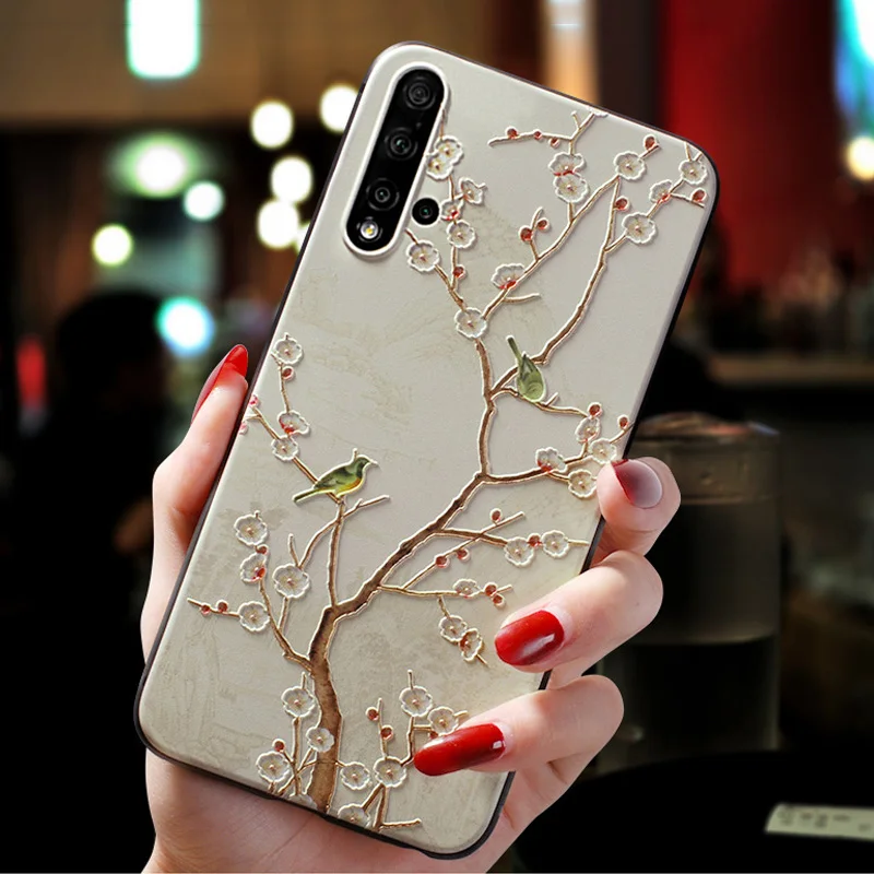 Funda con relieve de flores 3D para Huawei P30 P20 P40 Lite Honor 20 Pro 9 Lite 8X 10i 10 7A 7C 7X P smart Z 2019 Nova 5T Y9S Y6S Art Case - imagen 4