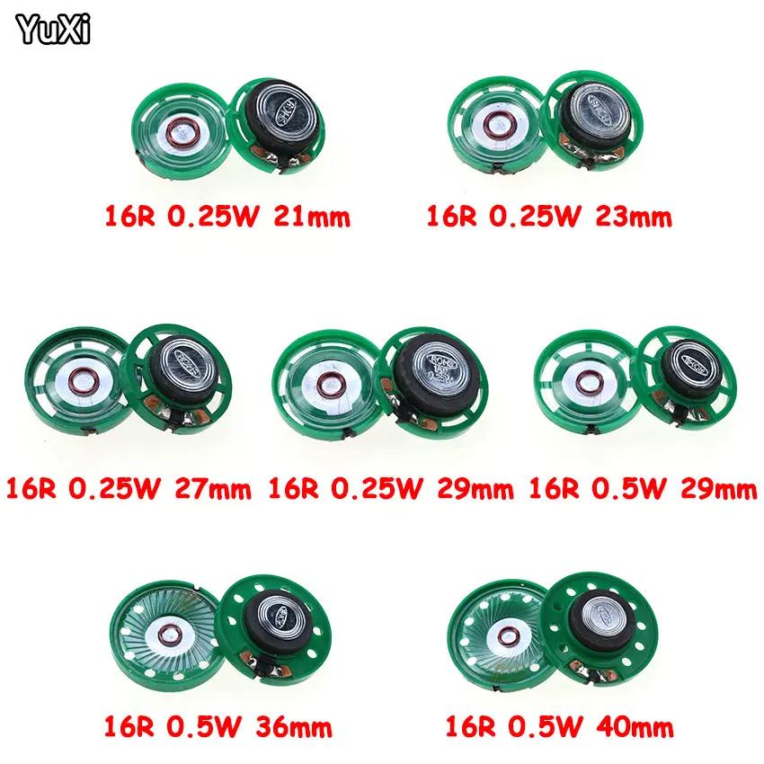 YUXI-bocina ultrafina para coche, altavoz de 16 Ohmios, 0,5 W, 0,25 W, 16R, 20, 21, 23, 27, 29, 36 mm de diámetro, 1 unidad