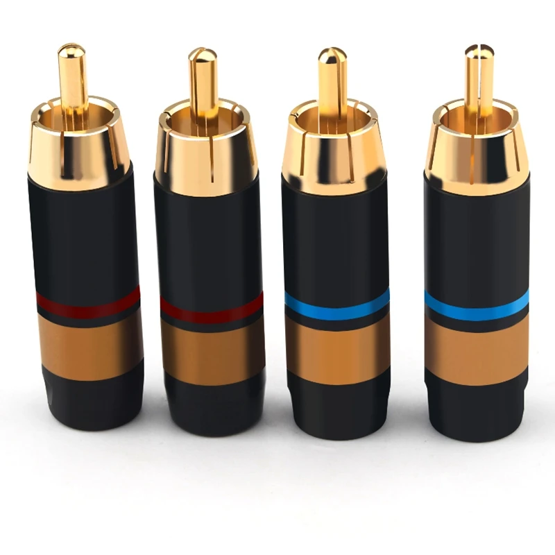 Hifi 4 Uds chapado en oro RCA Lotus Plug Cable de señal Coaxial accesorios para amplificadores de potencia 8,5 MM - imagen 2