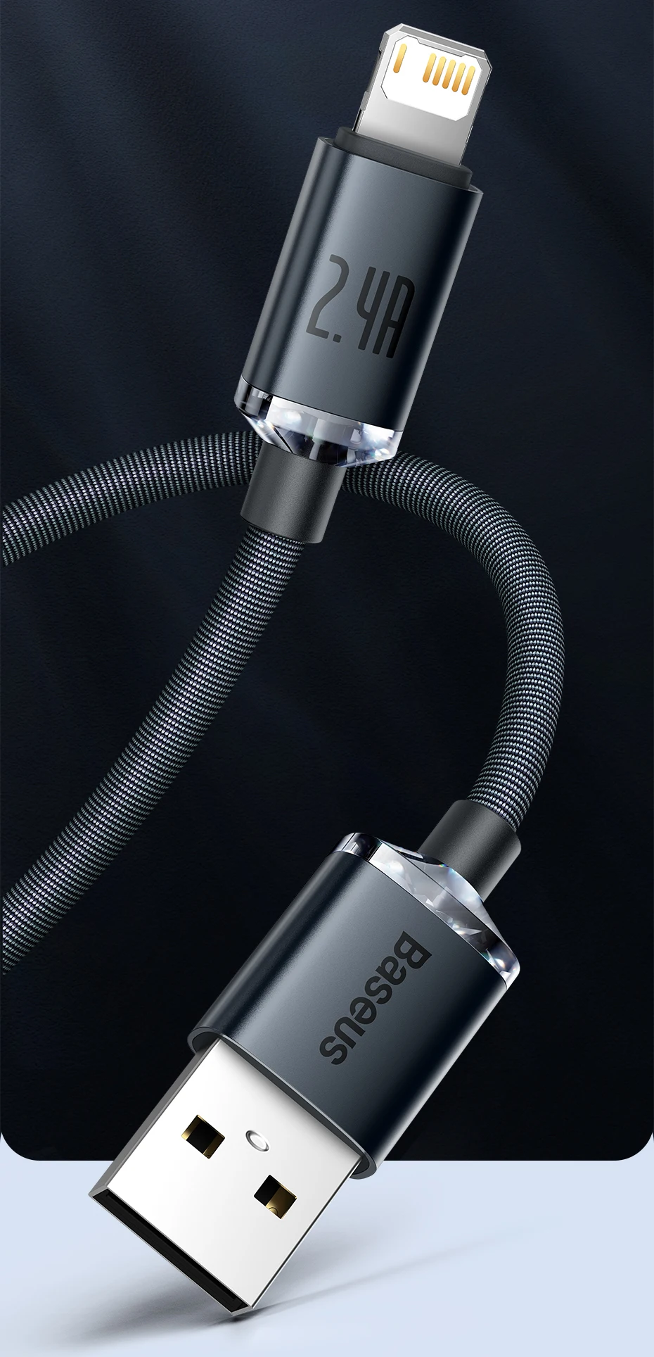Cable Baseus - Detalle del diseño Crystal Shine