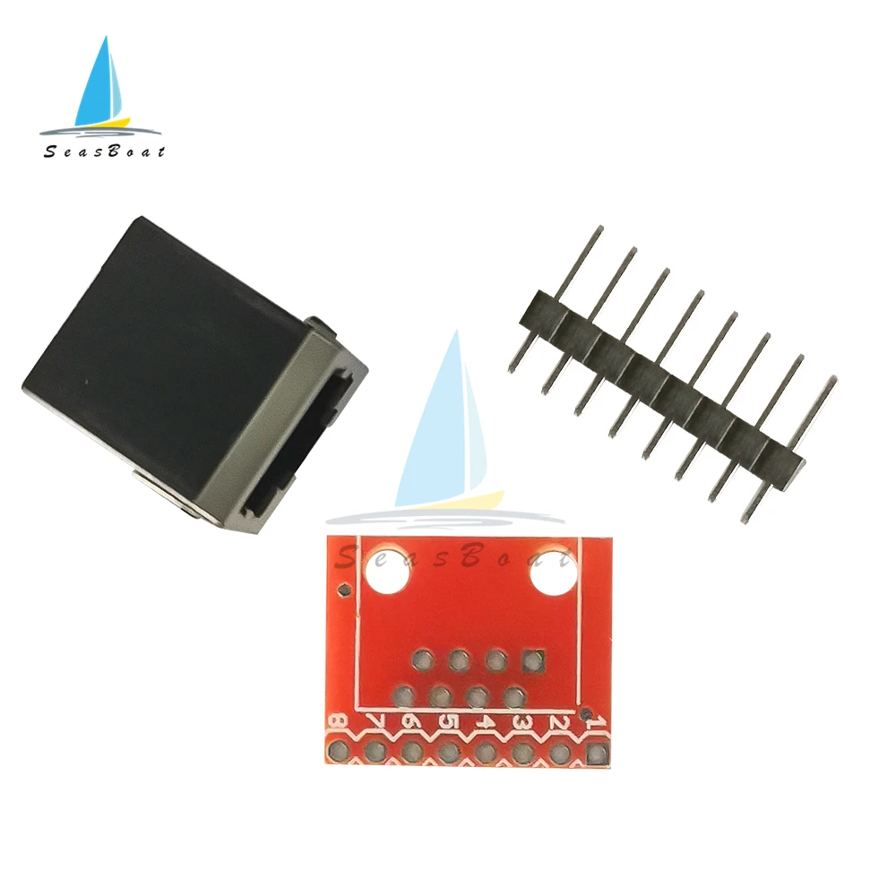 Placa adaptadora RJ45, conector Ethernet Modular, pequeño Mini módulo PCB, conector de red portátil con espaciado de orificios de 0,1 pulgadas