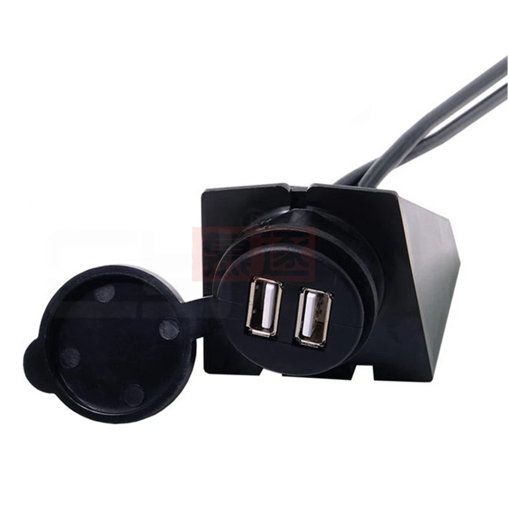 2 puertos Dual USB 2,0 macho a hembra AUX montaje empotrado Cable de extensión de montaje en coche para camión barco motocicleta Panel de salpicadero - imagen 3