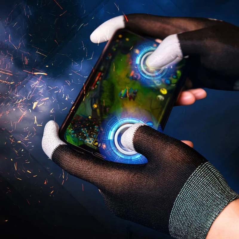 Guantes antideslizantes para juegos de móvil, protectores de manos transpirables para pantalla táctil, a prueba de sudor, 2 piezas - imagen 2