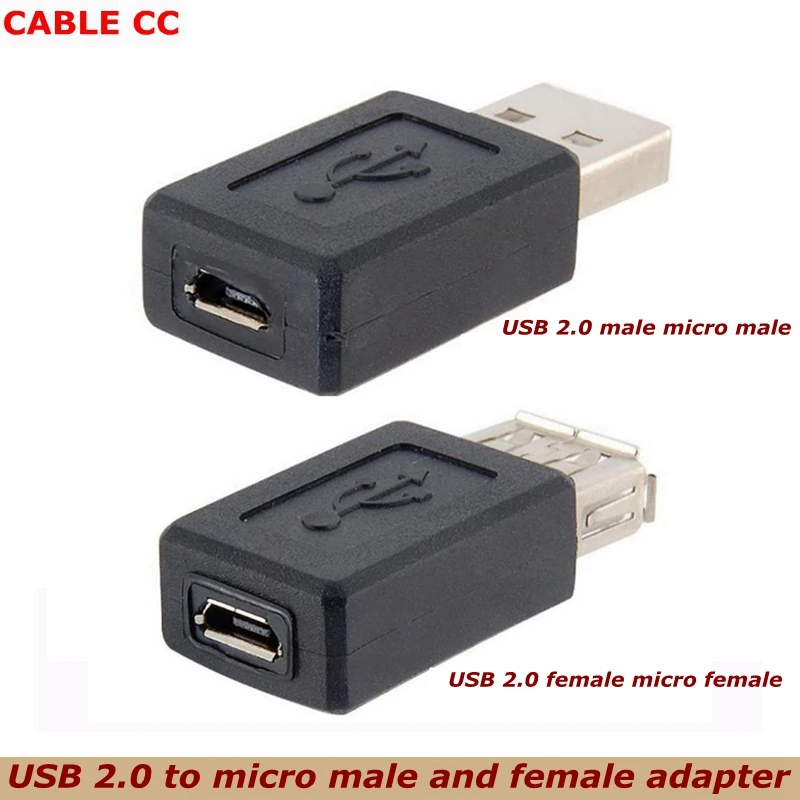 Adaptador USB 2,0 tipo A hembra A Micro USB B hembra, convertidor de enchufe USB 2,0 A Conector micro USB, color negro, buena calidad, venta al por mayor
