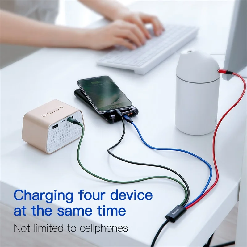 Baseus Cable triple USB-C Lightning Micro para iPhone Samsung - imagen 5