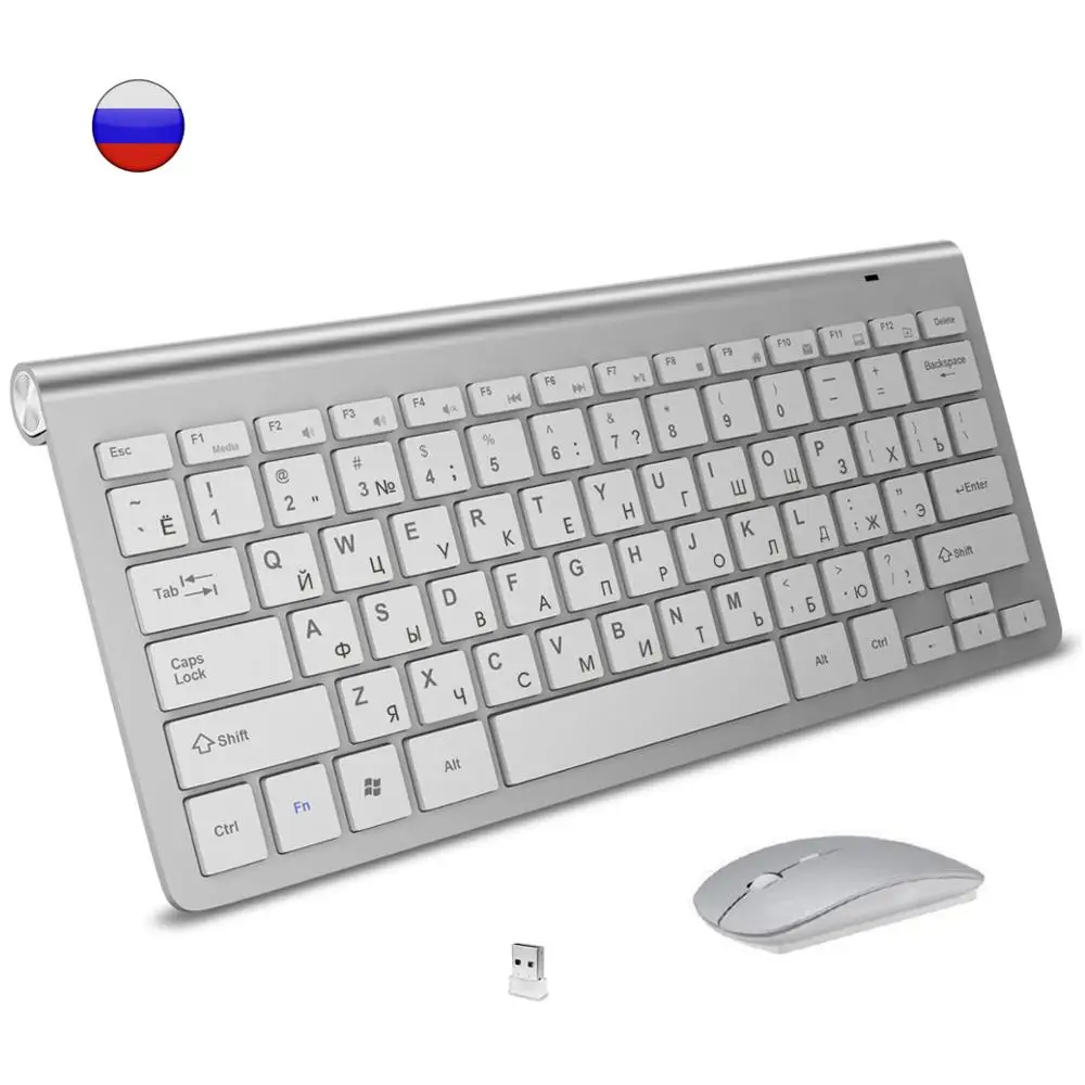 Teclado inalámbrico con diseño ruso, combo de ratón, teclado y ratón inalámbricos portátiles Multimedia 2,4G para Windows, portátil y de escritorio - imagen 5