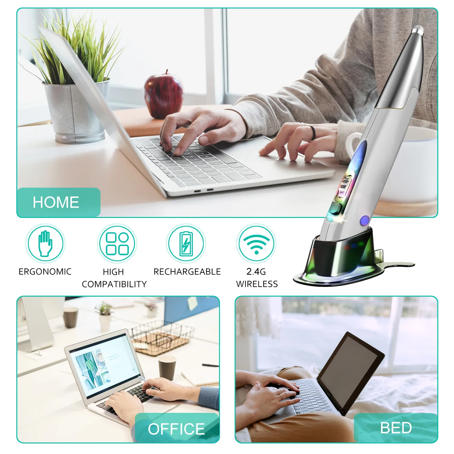 UTHAI-Bolígrafo de ratón inalámbrico, bolígrafo Vertical creativo personalizado, 2021G, producto explosivo recargable, nuevo, 2,4 - imagen 3