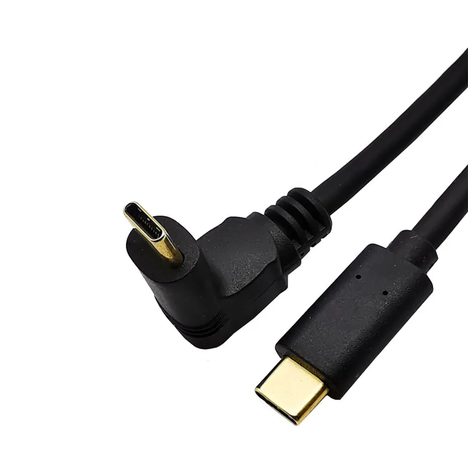 Cable de extensión de datos de 90 grados, Cable extensor de diseño Reversible, USB 0,3 macho a USB-C macho, tipo C, dorado, 0,6 m, 1,8 m, 1 m, 3,1 m