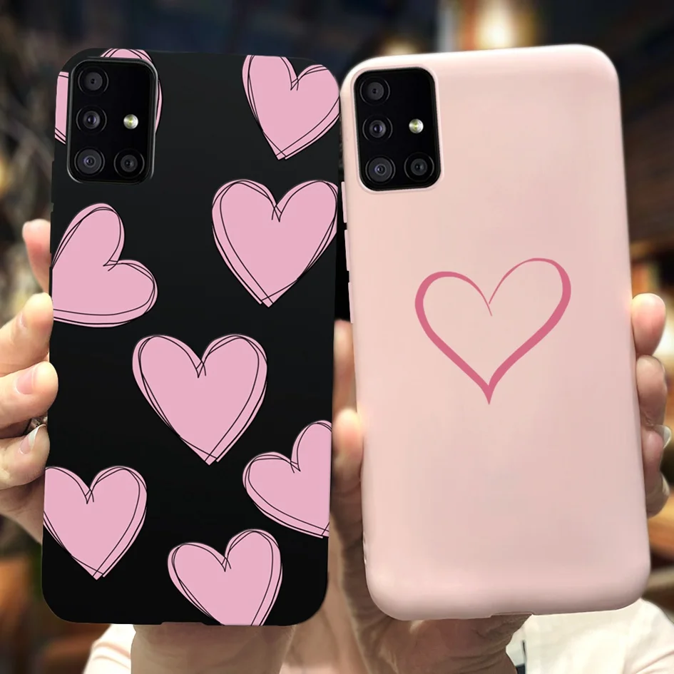 Funda de teléfono para Samsung Galaxy A51, carcasa delgada de TPU, con corazón de amor, para M51, M40, M40S, A 51 SM-A515F