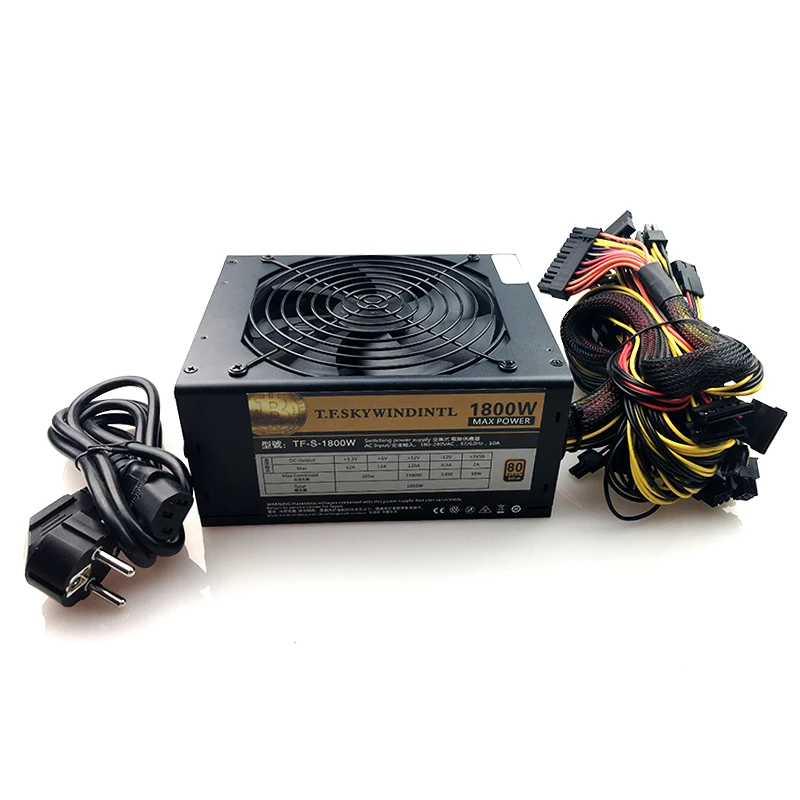 Fuente de alimentación ATX PSU de 1800W para Eth Rig Ethereum Coin Mining Miner 180-240V psu plataforma de minería 24P para PC ETC ZEC ZCASH - imagen 3