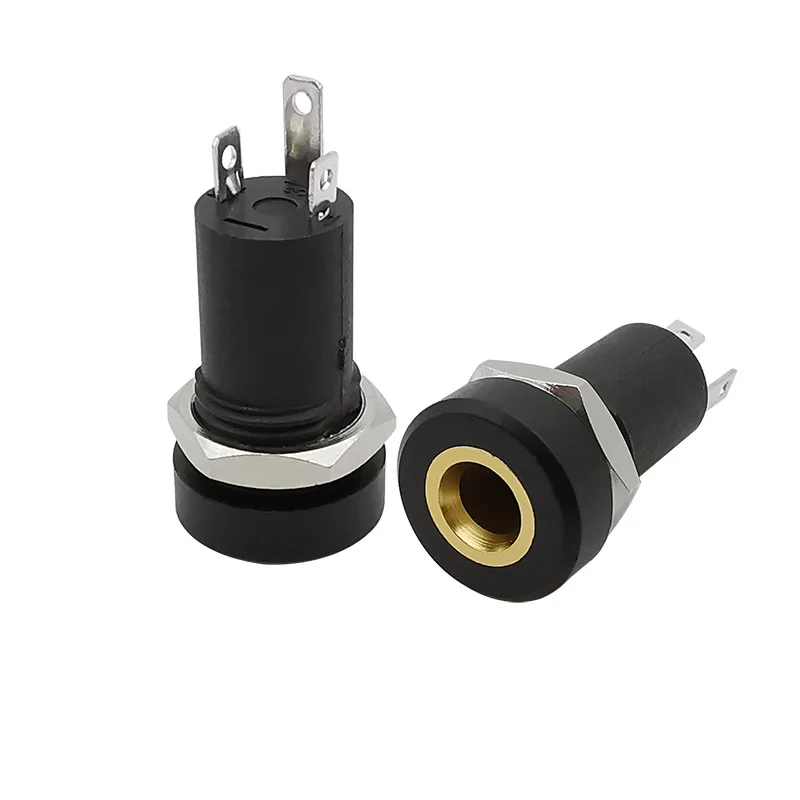 Enchufe de Audio estéreo de 3 polos, montaje en Panel de soldadura con conector de tuerca, PJ-392A hembra para auriculares, PJ392A, 3,5mm, 1/2/5 Uds.