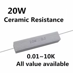Resistencia de cemento de 20W 5%, resistencia de potencia de 1 piezas, 0,1 ~ 10K, 1R, 2R, 6.8R, 0.01R, 4.7R, 330R, 510R, 68R, 10R, 100, 1K, 1,5 K, 2K, 10K ohm