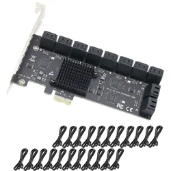 Tarjeta PCIE SATA de 12/16/20 puertos, 6Gb, SATA 3,0, tarjeta de expansión de controlador PCIe a SATA, compatible con dispositivos SATA 3,0