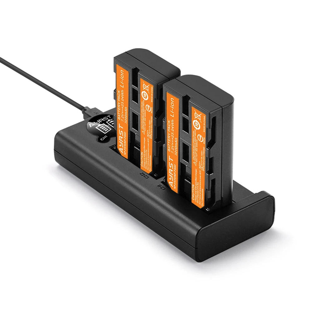 Batería de cámara NP-F550 NP-F570 NP F550 de 3200mAh + cargador USB LED para Sony NP-F330 NP-F530 NP-F570 NP-F730 NP-F750 CCD-RV100