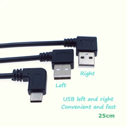 Cable USB-C 2.0 en Ángulo de 90 Grados con Doble Curva