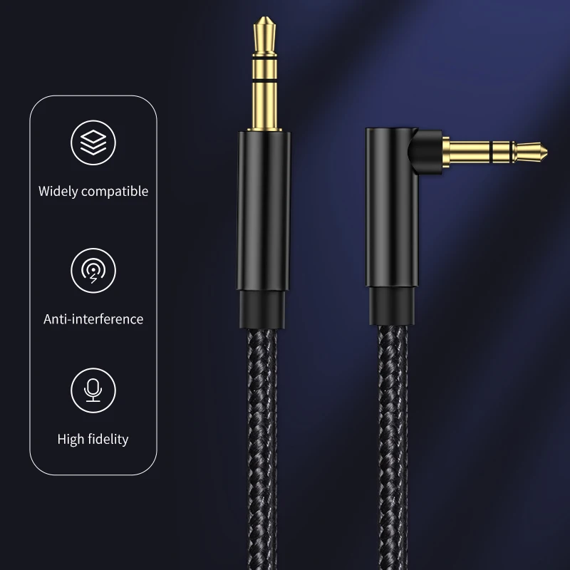 Cable Auxiliar 3.5mm Macho Codo para Auriculares Coche Samsung Xiaomi - imagen 3