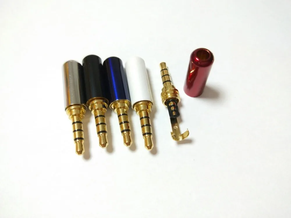 Enchufe macho de latón de 100mm y 3,5 pulgadas para auriculares estéreo, clavija de Audio chapada en oro, 3 y 4 polos, 1/8 Uds. - imagen 5