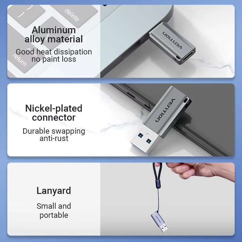 Vention Adaptador USB 3.0 a Tipo C – Compatibilidad Universal Amplia - imagen 4