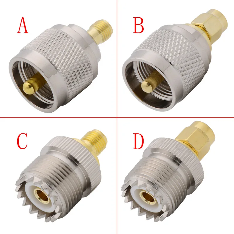 Adaptador piezas UHF a SMA, conector Coaxial macho hembra SMA a UHF PL259 SO239 PL-259 SO-239 RF de latón recto, 1 unidad - imagen 2