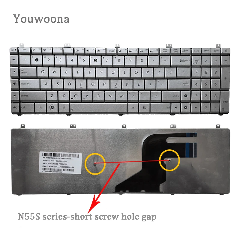 Nuevo teclado del ordenador portátil para ASUS N55 N55S N55SF N55SL N75S N75SL N75SF N75 - imagen 2