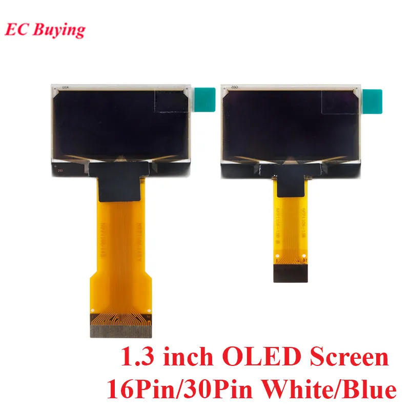 Pantalla OLED de 1,3 pulgadas, módulo de pantalla LED LCD de 1,3 ", 128644, 128x64 SH1106, interfaz paralela SPI/I2C, conector blanco/azul de 16 pines/30 pines