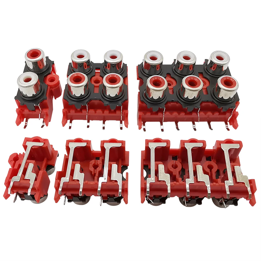 2/5 Uds 2/4/6 agujeros RCA hembra Audio Video enchufe estéreo conector AV enchufe Lotus fila amplificador interfaz señal - imagen 2