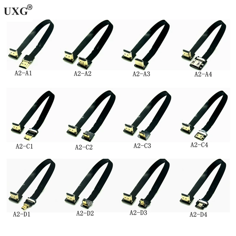 FPV compatible con HDMI macho arriba abajo en ángulo de 90 grados a HDMI macho HDTV FPC Cable plano para cámara TV multicóptero fotografía aérea - imagen 3