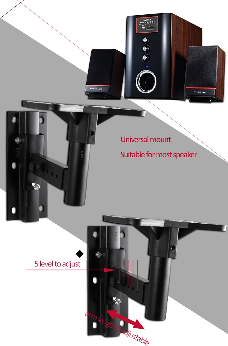 (1 PAR) soporte de montaje de soporte de pared para altavoz de sonido universal de 35 kg - imagen 5