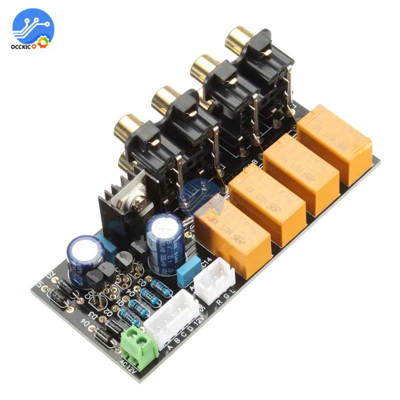 Audio Input Signal Selector Relay Board 4 CH Signal Switching RCA for Amplifiers Speaker - imagen 2