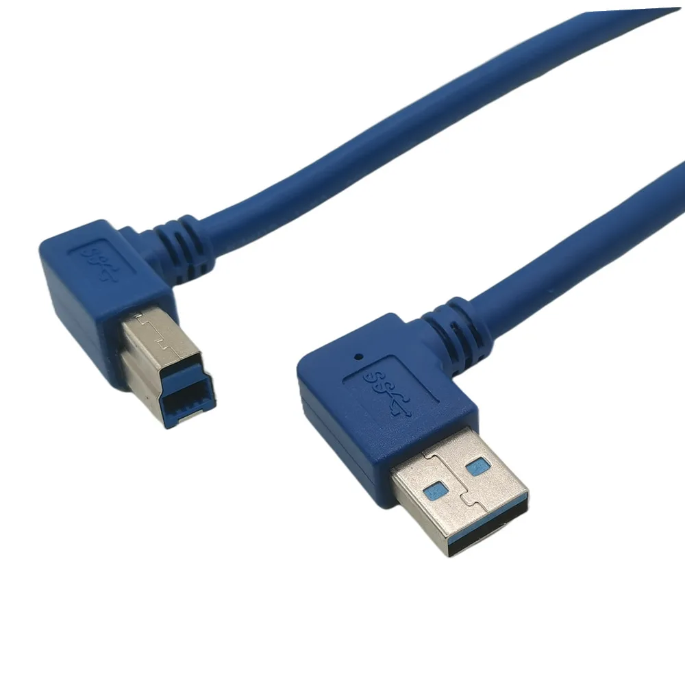 Cable USB 3,0 A macho, ángulo izquierdo/Derecho de 90 grados A USB 3,0 tipo B macho, AM/BM, Cable de impresora de alta velocidad de 0,3 m