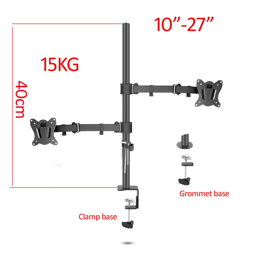 (40 cm) Soporte de escritorio para Monitor de movimiento completo DL-M902LP + soporte para computadora portátil de 10 "-15,6" Base con orificio para abrazadera de 10 "-27" - imagen 2