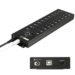 Hub USB 20 Puertos con Cargador 12V/10A – Carga y Sincronización