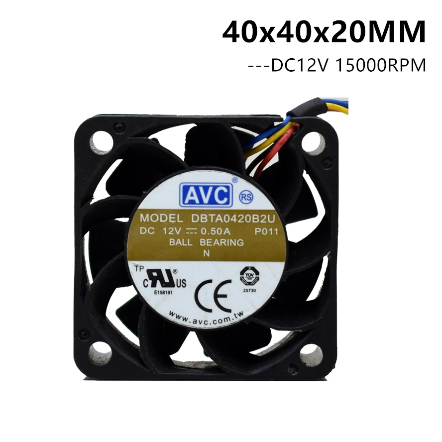 Ventilador de servidor AVC 4020 40x40x20MM 40MM 15000RPM DBTA0420B2U DC 12v 0.5A 4PIN PWM