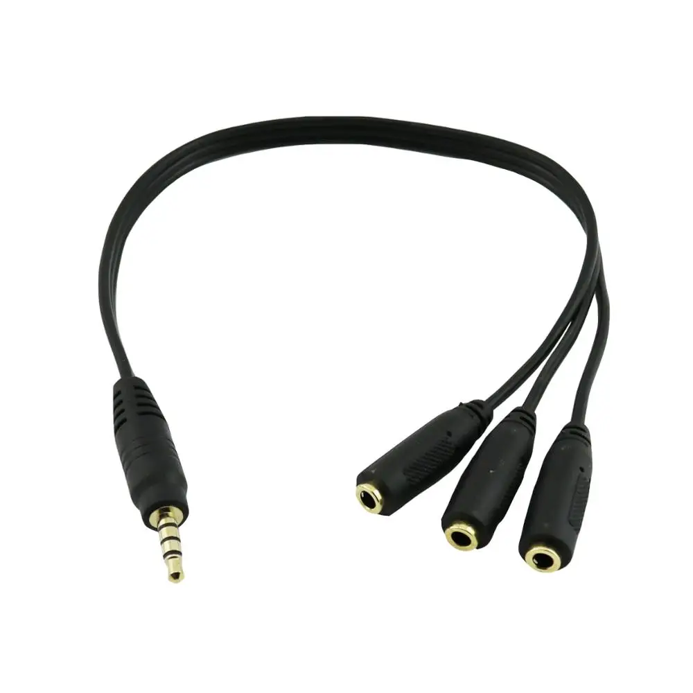 1 unidad 3,5mm 1/8 "4 polos TRRS macho a 3x3,5mm conector hembra Audio macho a hembra extensión Y Cable conector divisor 1FT/30CM
