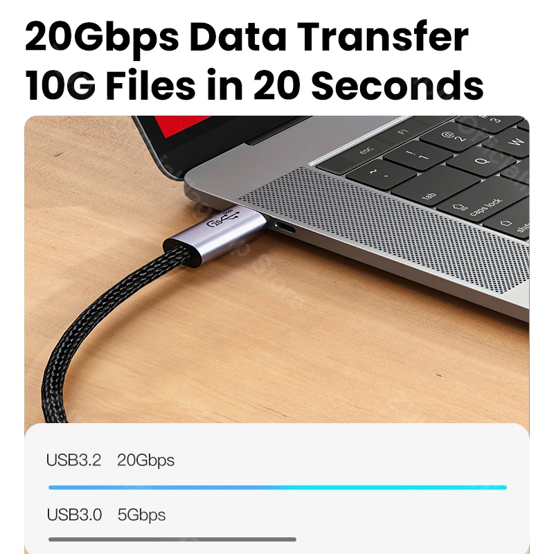 Cable USB tipo C a tipo C para Macbook PD 100W 5A USB 3,2 20Gbps ThunderBolt3 QC4.0 3,0 Cable de USB-C para Samsung Xiaomi 2/3m - imagen 5