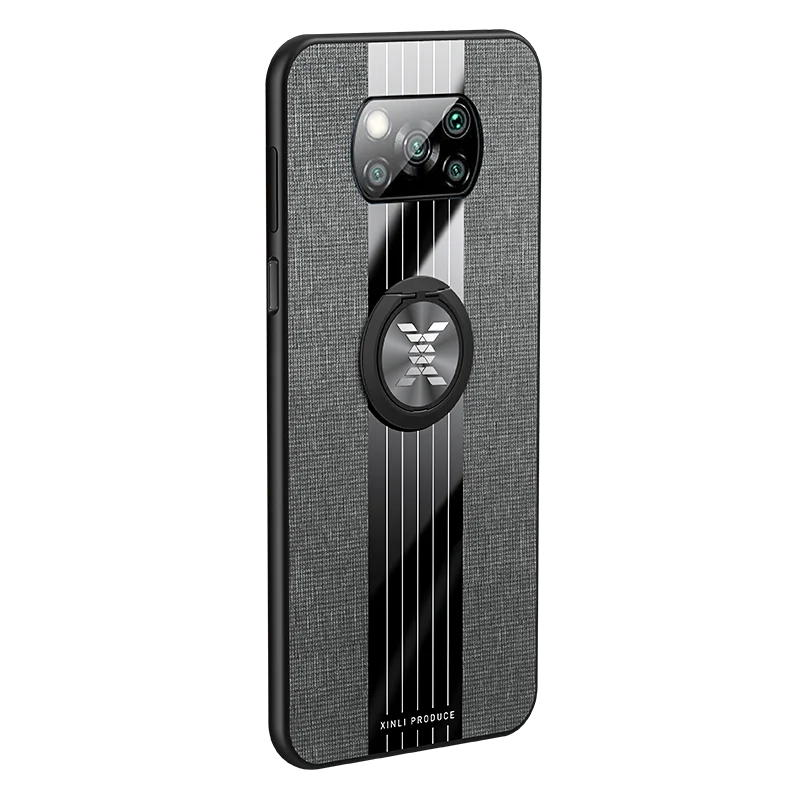 Funda de lujo con soporte de anillo para móvil, cubierta trasera protectora delgada con imán para Xiaomi Pocophone X3, NFC, paño duro, para xiaomi poco x3 pro x3 - imagen 3