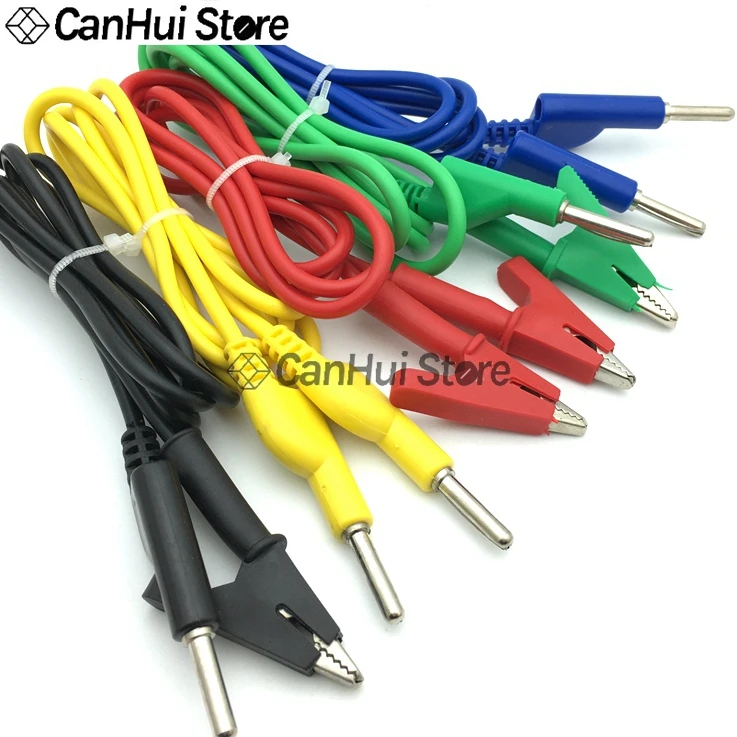 Pinzas de cocodrilo, Cable de prueba eléctrico DIY, pinzas de cocodrilo, conector de Cable de gancho de prueba con conector Banana de 4MM, multímetro de sonda de probador Dual - imagen 3