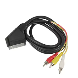 Adaptador SCART a RCA Negro con S-Video y interruptor de señal