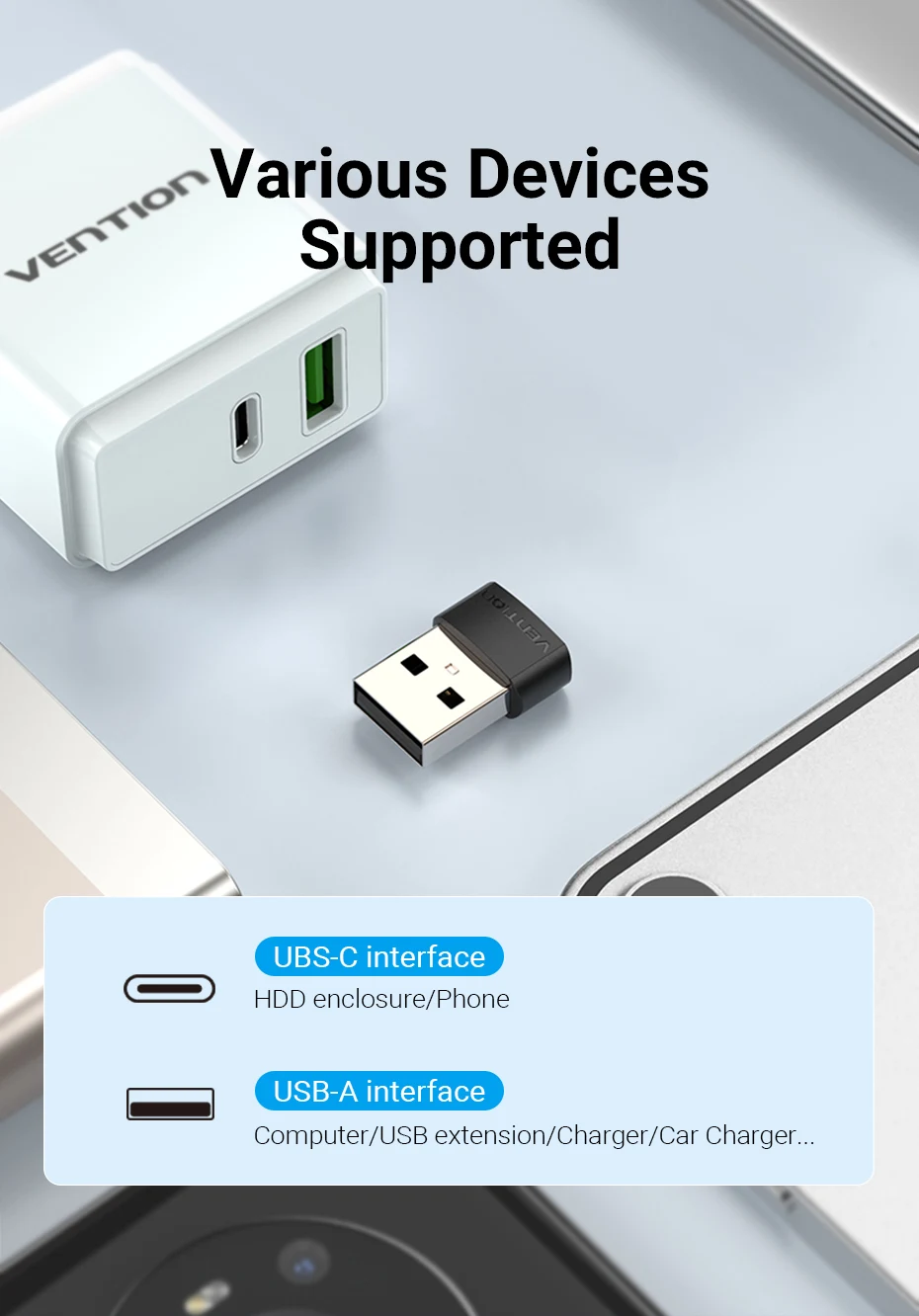 Adaptador Vention - Múltiples dispositivos compatibles