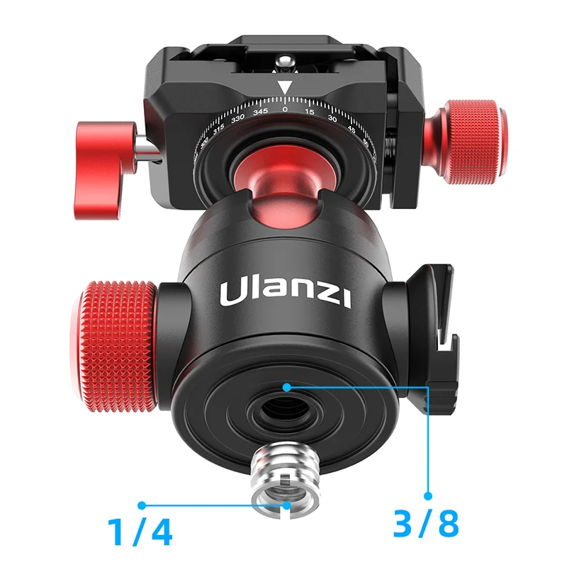Ulanzi U-70 Mini cabezal de bola de Metal Pan Cold Shoe cabezal de trípode panorámico doble para cámara DSLR Vlog soporte de trípode fotografía - imagen 5