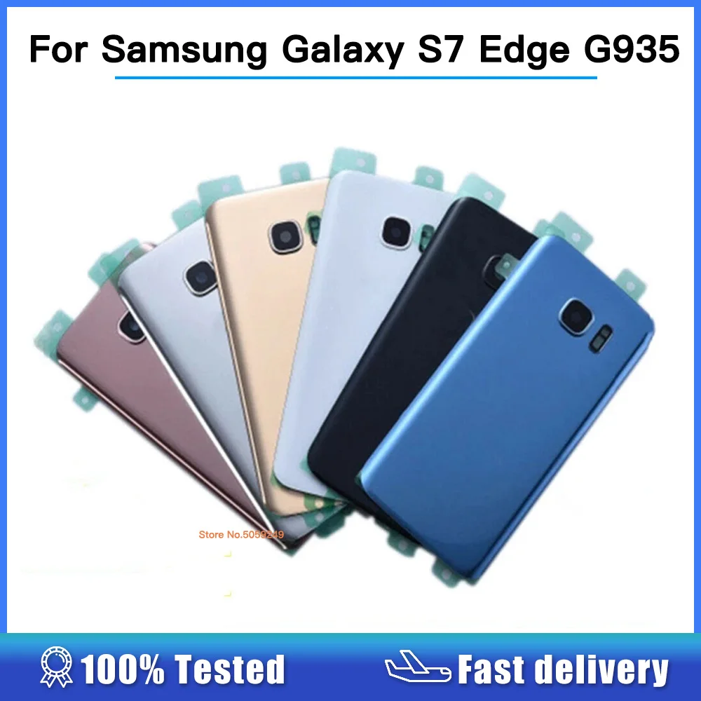 Carcasa trasera de cristal para Samsung Galaxy S7 edge G935F, cubierta de batería, reemplazo de puerta con/sin marco de lente de cristal de cámara trasera