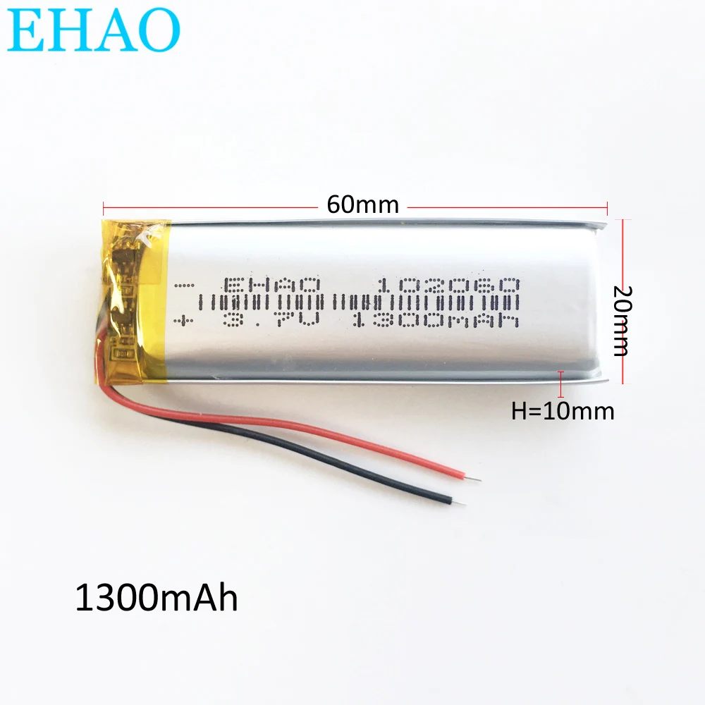 Batería recargable Lipo de 3,7 V, 1300mAh, 102060 + enchufe JST de 2 pines, 1,25/1,5/2,0mm para KTV, micrófono con cable para el hogar, Audio, cámara GPS - imagen 2