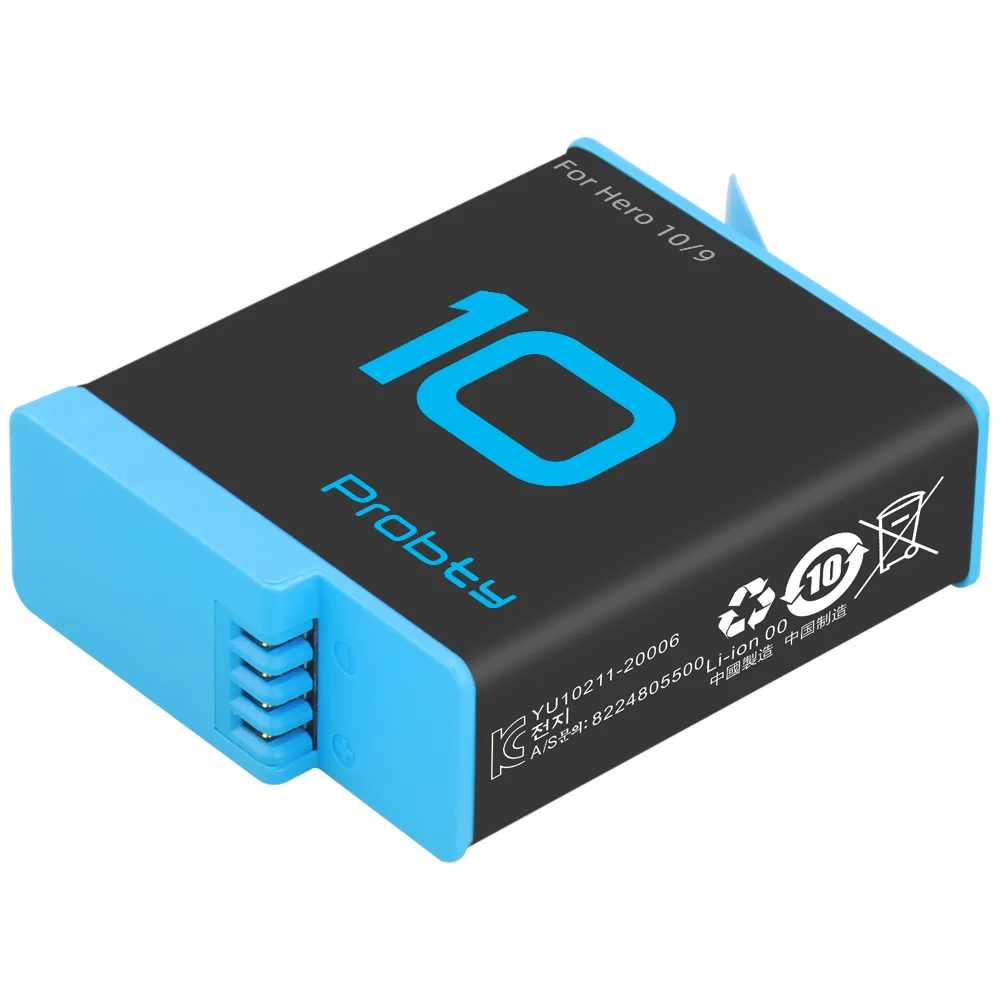 Caja de carga de almacenamiento para GoPro Hero 10 Hero 9, cargador de 3 ranuras, 1850mAh, negro - imagen 3